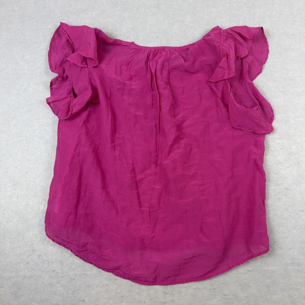 $239 Velvet BY Graham & Spencer Women's M Pink V-neck Ruffle Flutter Sheer Light - Picture 9 of 9